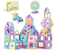 ECHOCUBE Lot de 120 blocs de construction magnétiques avec roues magnétiques pour enfants à partir de 3 ans - Jouet magnétique pour filles et garçons - Cadeau de Noël d'anniversaire