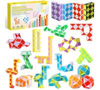 ECHOCUBE Lot de 20 cubes magiques en forme de serpent - 24 blocs de vitesse de serpent - Jouets de puzzle et cadeaux de fête pour enfants (couleur aléatoire)