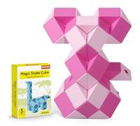 ECHOCUBE Serpent Magique, 48 Pièces Magique Cube de Serpent Casse-tête Cadeaux de Fête, Jouets Créatifs Magic Ruler Twist Puzzle Snake Cube pour Enfants/Adultes (Rose)
