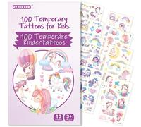 ECHOCUBE Tatouage Temporaire pour Enfant avec 100 Motifs,10 Feuilles Style Imperméable Faux Tatouage Autocollants Ensemble avec Licornes Thème,Fête Sac Fillers Garçons Filles
