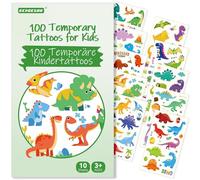 ECHOCUBE Tatouage Temporaire pour Enfant avec 100 Motifs,10 Feuilles Style Imperméable Faux Tatouage Autocollants Ensemble avec Dinosaure Thème,Fête Sac Fillers Garçons Filles