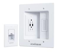 ECHOGEAR Kit de cache-câbles mural avec 2 prises CA et 2 ports USB-A - Cachez les câbles d'alimentation TV et les fils basse tension derrière le mur - Comprend un modèle, une scie et une rallonge à