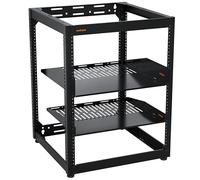 ECHOGEAR Rack à cadre ouvert 15U pour serveurs et équipements audiovisuels - Design mural comprenant 2 étagères ventilées, 25 vis de montage de rack, 4 pieds de nivellement, 4 butées d'étagère et 2
