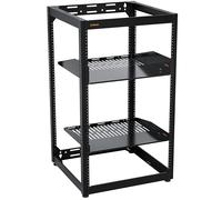 ECHOGEAR Rack à cadre ouvert 20U pour serveurs et équipements AV - Design mural comprenant 2 étagères ventilées, 25 vis de montage de rack, 4 pieds de nivellement, 4 butées d'étagère et 2 sangles de