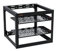 ECHOGEAR Rack réseau 10U - Fixation Murale Robuste à 4 Montants pouvant contenir Tous Vos équipements réseau et AV - Cadre Ouvert avec 2 étagères ventilées 1U et matériel de Montage