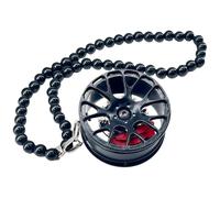 ECHOLEAF Accessoire Auto Suspendu - Ornement au Design - Perles Noires Brillantes - Pendentif en Alliage argenté - Roue de Course - Un Accessoire élégant for Votre Voiture(Black)