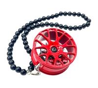 ECHOLEAF Accessoire Auto Suspendu - Ornement au Design - Perles Noires Brillantes - Pendentif en Alliage argenté - Roue de Course - Un Accessoire élégant for Votre Voiture(Red)