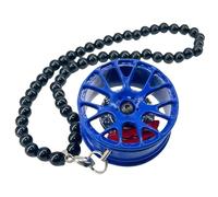 ECHOLEAF Accessoire Auto Suspendu - Ornement au Design - Perles Noires Brillantes - Pendentif en Alliage argenté - Roue de Course - Un Accessoire élégant for Votre Voiture(Blue)