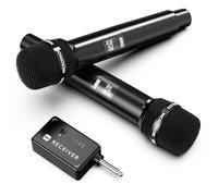 ECHOMUSSY Micro sans Fil, Microphone avec Puce Un à Un, Faible Latence, Rechargeable, 40H, Portée 200 ft, Plug and Play, Design Ergonomique, Micro Karaoke pour Chant, Discours, Fêtes (Noir)