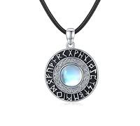 ECHOOY Collier Viking Noeud Celtique Pendentif Viking Rune Chaîne Pierre de Lune Collier Nordic Rune Amulette Protection Viking Bijoux pour Femmes Filles