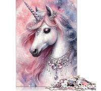 Échos de licorne céleste Puzzle en papier de 1000 pièces pour adultes Puzzle rectangulaire créatif Jeu de défi pour l'exercice du cerveau Cadeau 38x26 cm/1000 pièces