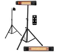 Echos Radiateur de terrasse, chauffage infrarouge en carbone, 2500 W, abat-jour en carbone, minuterie 24 heures, télécommande, protection contre les éclaboussures, protection contre les projections