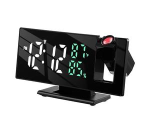 Echos Réveil à projection LED avec projection de l'heure, affichage de la température et de l'humidité, rotation de 3 m, horloge d'alarme avec fonction snooze, affichage de la date, 3 niveaux de