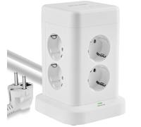 Echos - Tour de prises multiprise 12-en-1 avec câble de 3M distributeur de prises multiprise 8 voies avec USB C - répartiteur de prises 4 voies USB multiprise avec interrupteur adaptateur de prise