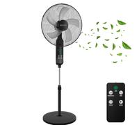 Echos® Ventilateur sur pied 46 cm silencieux avec télécommande 46 cm - 50 W puissant ventilateur sur pied avec 3 vitesses, débit d'air élevé, minuterie et oscillation - Hauteur réglable - Ventilateur