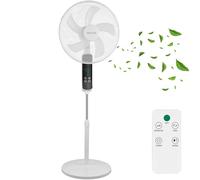 Echos® Ventilateur sur pied 46 cm silencieux avec télécommande 46 cm - 50 W puissant ventilateur sur pied avec 3 vitesses, débit d'air élevé, minuterie et oscillation - Hauteur réglable - Ventilateur