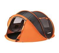 EchoSmile Tente de Camping Pop Up 4-6 Personnes, Imperméable, avec 2 Fenêtres en Maille Aérée, Dôme Portable et Légère pour Le Camping en Plein Air sur la Plage, Noir Orange