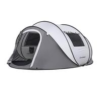 EchoSmile Tente de Camping Pop Up 4-6 Personnes, Imperméable, avec 2 Fenêtres en Maille Aérée, Dôme Portable et Légère pour Le Camping en Plein Air sur la Plage, Blanc Grisâtre