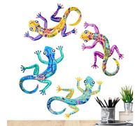 Echsenwanddekor, Gecko Wandkunst | Gecko Wall Art Outdoor | Bunte kriechende Gartenskulpturen Dekorative Heimdekoration für Zaun & Hof