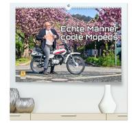 Echte Männer, coole Mopeds (hochwertiger Premium Wandkalender 2027 DIN A2 quer), Kunstdruck in Hochglanz: 50er Mopeds und Männer zeigen sich in ihren besten Jahren.