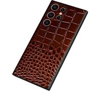 Echtes Coque en cuir pour Samsung Galaxy S25 Ultra/S25 Plus/S25, Krokodilmuster Handyhülle Kameraschutz Ultradünnes Fall, Braun, S25plus