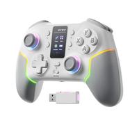 ECHTPower Manette PC Sans Fil, Interactif TFT écran pour PC/Switch/iOS/Android, Bluetooth Manette avec RGB, 1000Hz/Joystick Hall/Trigger/Turbo/Vibration/Touches arrière Programmables