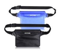 ECHTPower Sac étanche Etui Pochette Imperméable avec Sangle Réglable, Protéger Téléphone/Argent/Carte/Clé, Idéal pour Natation, Rafting, Kayak, Canotage, Camping, Pêche - 2 Pack (Bleu et Noir)