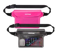 ECHTPower Sac étanche Etui Pochette Imperméable avec Sangle Réglable, Protéger Téléphone/Argent/Carte/Clé, Idéal pour Natation, Rafting, Kayak, Canotage, Camping, Randonnée, Pêche (Rose et Noir)