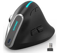 ECHTPower Souris verticale sans fil de 3 modes (Bluetooth 5.0/3.0+2.4G avec récepteur), 2400 DPI réglable, LED RVB, 7 touches programmables pour ordinateur portable, MacBook, PC, Windows, Android