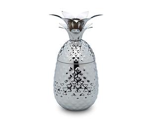 ECHTWERK Ananas Tasse à cocktail en acier inoxydable avec boîte cadeau décorative, Édition argent, 500 ml 9,3 x 20 cm