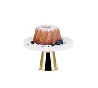 ECHTWERK Assiette à gâteau élégante en marbre, Plateau à gâteau avec Support, Support pour Servir des Aliments, des Fruits, du Fromage et des Desserts, pour fête ou Mariage, édition dorée, Ø 22 cm