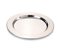 ECHTWERK Assiette de service Shiny, Sous-assiette en acier inoxydable, Assiette en acier inoxydable, Assiette décorative pour mariage, Plateau de service, Ø 33,2 cm, Édition Argent, 2 pièces