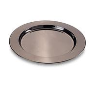 ECHTWERK Assiette de table/Assiette de service Set Shiny, Sous-assiette en acier inoxydable de haute qualité, Assiette en acier inoxydable, Ø 33,2 cm, Black-Editio, 2 pièces