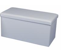 ECHTWERK Banc Pliable en Similicuir de Haute qualité, Pouf avec Fonction de Rangement, pour Salon/Chambre à Coucher, Charge maximale 300 kg, Blanc, 76 x 38 x 38 cm