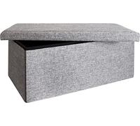ECHTWERK Banc rembourré pliable en tissu structuré de haute qualité, Pouf avec fonction de rangement, Pour salon/chambre à coucher, Charge maximale 300 kg, Gris, 76 x 38 x 38 cm