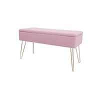 ECHTWERK Banquette Scarlett avec Housse en Velours-Coffre rectangulaire-avec Espace de Rangement-Pieds en métal-Rose, Mélange de Polyester, 75 x 30 x 42 cm