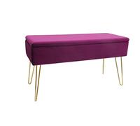 ECHTWERK Banquette Scarlett avec Housse en Velours-Coffre rectangulaire-Banc de Maquillage avec Espace de Rangement-Pieds en métal-Baie, Mélange de Polyester, 75 x 30 x 42 cm