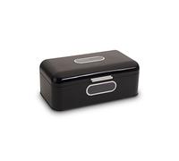 Echtwerk Boîte à pain rétro en métal avec fenêtre de visualisation - Boîte de rangement peu encombrante avec couvercle - Noir - 42,5 x 23,8 x 17 cm