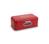 Echtwerk Boîte à pain rétro en métal avec fenêtre de visualisation - Boîte de rangement peu encombrante avec couvercle - Rouge - 42,5 x 23,8 x 17 cm