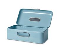 ECHTWERK boîte à pain rétro en métal avec fenêtre, boîte à pain gain de place, boîte à pain avec couvercle, boîte à pain, bleu clair