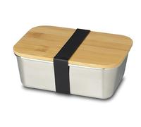 ECHTWERK Boîte à Repas Pratique en Acier Inoxydable de qualité supérieure avec Couvercle en Bambou et Bande en Silicone.