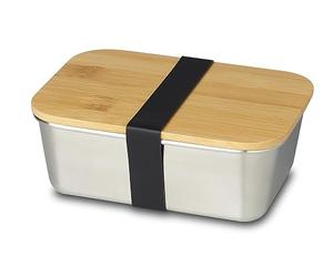 ECHTWERK Boîte à Repas Pratique en Acier Inoxydable de qualité supérieure avec Couvercle en Bambou et Bande en Silicone.