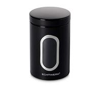 ECHTWERK boîtes à provisions élégantes Single-Noir, pour la conservation de farine/sucre/céréales/thé, boîte métallique avec couvercle hermétique et grande fenêtre, capacité 1, 4L