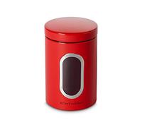 ECHTWERK Boîte de conservation en métal 1,4 L avec fenêtre et couvercle hermétique, 1 pièce, boîte alimentaire pour farine sucre céréales thé, rouge
