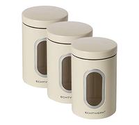ECHTWERK boîtes à provisions élégantes Set 3-Crème, pour la conservation de farine/sucre/céréales/thé, boîte métallique avec couvercle hermétique et grande fenêtre, capacité 1, 4L, Iron, 3