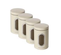 ECHTWERK Boîtes de conservation en métal avec fenêtre et couvercle hermétique, lot de 4 pièces, boîtes alimentaires pour farine sucre thé café, crème
