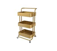 ECHTWERK Chariot de Service Mobile pour Cuisine/Salle de Bain/Bureau à 3 Niveaux, Chariot de Cuisine à roulettes avec tiroirs, Chariot à Outils, Chariot de Bricolage, édition Or, 43 x 32 x 86 cm