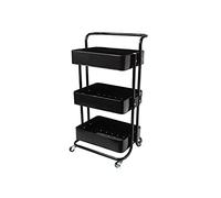 ECHTWERK Chariot de Service Mobile pour Cuisine/Salle de Bain/Bureau à 3 Niveaux, Chariot de Cuisine à roulettes avec tiroirs, Chariot à Outils, Chariot de Bricolage, Black-Edition, 43 x 32 x 86 cm