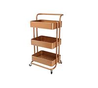 ECHTWERK Chariot de Service Mobile pour Cuisine/Salle de Bain/Bureau à 3 Niveaux, Chariot de Cuisine à roulettes avec tiroirs, Chariot à Outils, Chariot de Bricolage, édition cuivre, 43 x 32 x 86 cm
