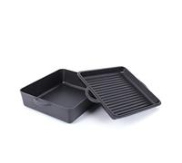 ECHTWERK Cocotte universelle en fonte Set 2 en 1, Plat à four avec couvercle, Pre-Seasoned, Casserole déjà cuite, Poignées de protection contre la chaleur, 6,5 L, Ø 31,1 x 30,2 cm
